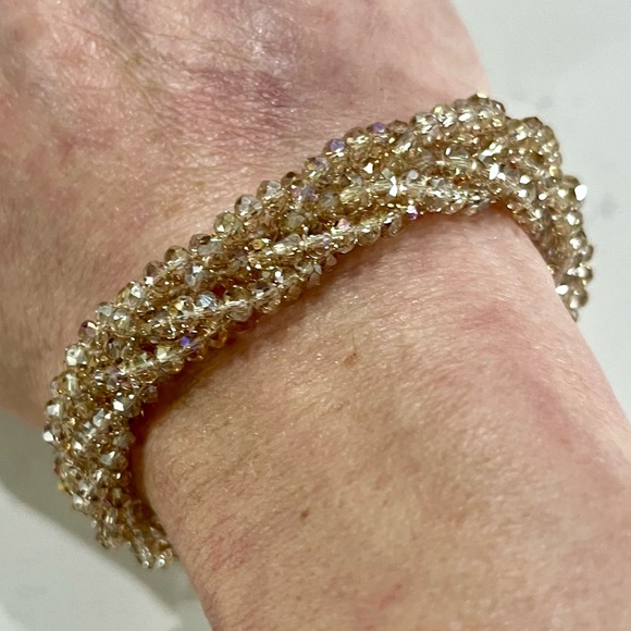 Vintage Aurora Borealis Crystal Multi-Strand Bracelet, Beautiful - Picture 5 of 8